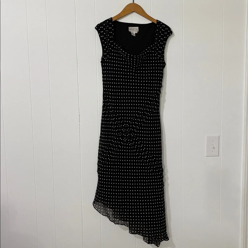 Adrianna‎ Papell Black Silk Vintage Cocktail Women's Dress Size 8 - Picture 2 of 11